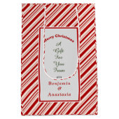 Kerstrode strepen Feestdagen personaliseren Medium Cadeauzakje (Achterkant)