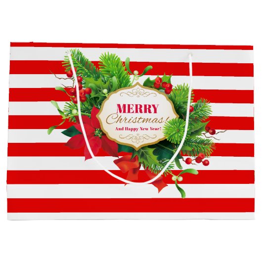 kerstrode striptas voor cadeautjes - groot cadeauzakje (Achterkant)