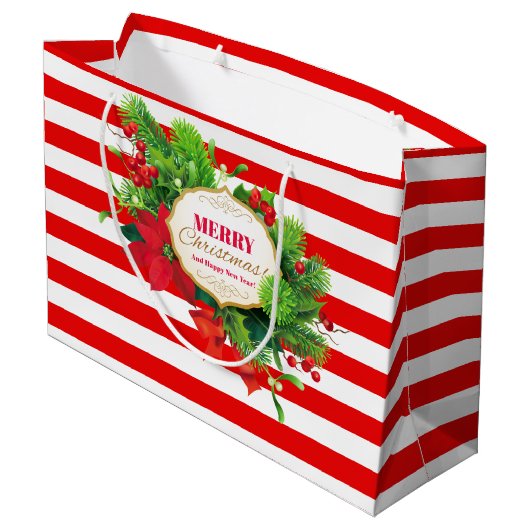 kerstrode striptas voor cadeautjes - groot cadeauzakje (Achterkant Gekanteld)