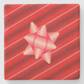 Kerstrode stroop met boog stenen onderzetter (Voorkant)