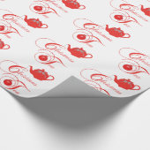 Kerstrode theepot cadeaupapier (Hoek)