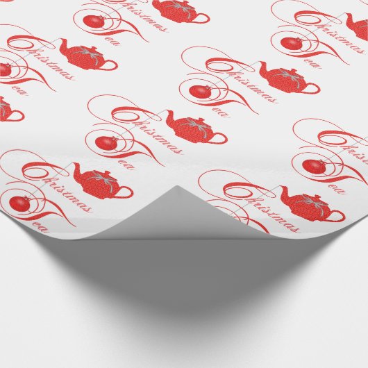 Kerstrode theepot cadeaupapier (Hoek)