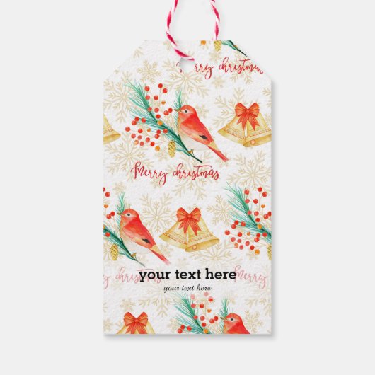 Kerstrode vogels cadeaulabel (Achterkant)