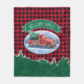 Kerstrode  vrachtwagen Buffalo Pset Naam toevoegen Fleece Deken (Voorkant)