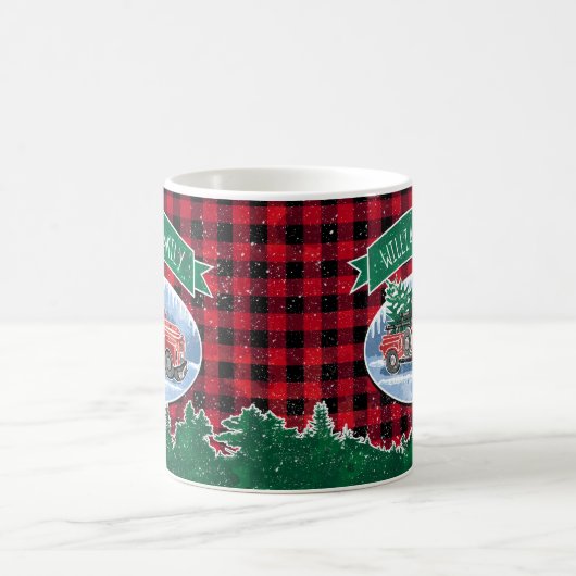 Kerstrode  vrachtwagen Buffalo Pset Naam toevoegen Koffiemok (Center)