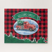 Kerstrode  vrachtwagen Buffalo Pset Naam toevoegen Legpuzzel (Horizontaal)