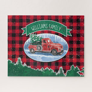 Kerstrode vrachtwagen Buffalo Pset Naam toevoegen Legpuzzel