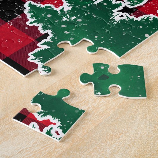 Kerstrode  vrachtwagen Buffalo Pset Naam toevoegen Legpuzzel (Zijkant)