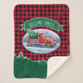 Kerstrode  vrachtwagen Buffalo Pset Naam toevoegen Sherpa Deken (Voorkant)