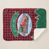 Kerstrode  vrachtwagen Buffalo Pset Naam toevoegen Sherpa Deken (Voorkant (horizontaal))