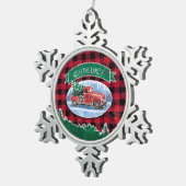 Kerstrode  vrachtwagen Buffalo Pset Naam toevoegen Tin Sneeuwvlok Ornament (Rechts)