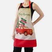 Kerstrode vrachtwagen Familienaam Klassiek Schort (Insitu)