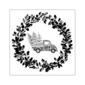 Kerstrode vrachtwagen rubberstempel (Afrduk)