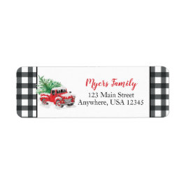 Kerstrode vrachtwagen zwart gebuffel etiket