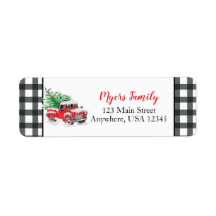Kerstrode vrachtwagen zwart gebuffel etiket
