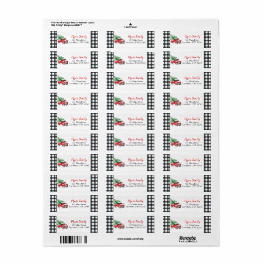 Kerstrode vrachtwagen zwart gebuffel etiket (Full Sheet)