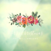 kerstrode Waterverf bloemen Persoonlijke naam Raamsticker (Vel 3)