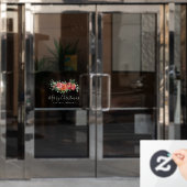 kerstrode Waterverf bloemen Persoonlijke naam Raamsticker (Kantoordeur)