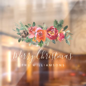 kerstrode Waterverf bloemen Persoonlijke naam Raamsticker (Vel 2)