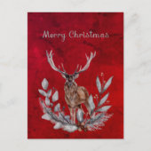 Kerstrode Waterverf voor de Buck Floral Feestdagenkaart (Voorkant)