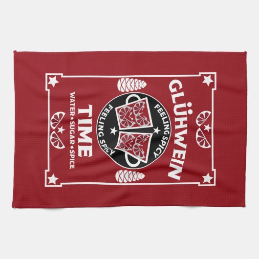 kerstrode wijn Glühwein Theedoek (Horizontaal)