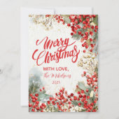 Kerstrode winterbessen feestdagenkaart (Voorkant)
