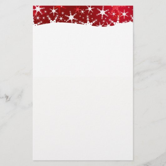 Kerstrode wintersneeuwvlokken briefpapier (Voorkant)