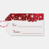 Kerstrode wintersneeuwvlokken cadeaulabel (Achterkant Horizontaal)