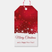 Kerstrode wintersneeuwvlokken cadeaulabel (Voorkant)