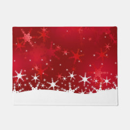 Kerstrode wintersneeuwvlokken deurmat