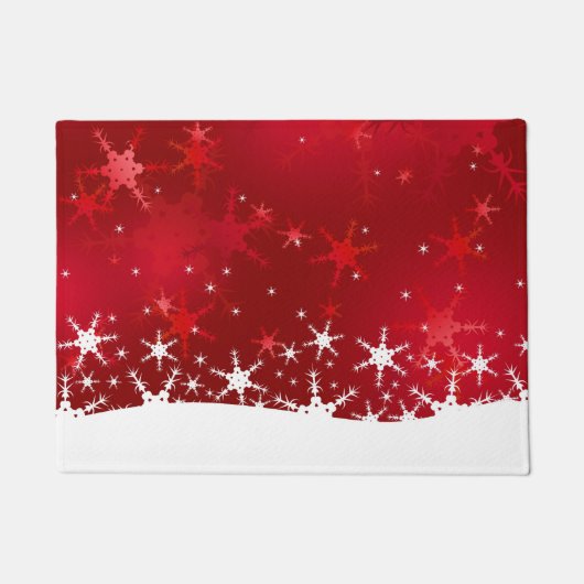 Kerstrode wintersneeuwvlokken deurmat (Voorkant)