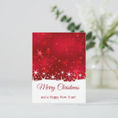 Kerstrode wintersneeuwvlokken feestdagenkaart (Staand voorkant)