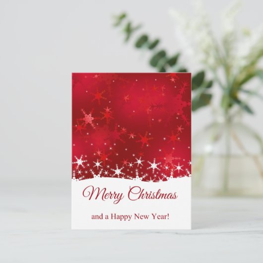 Kerstrode wintersneeuwvlokken feestdagenkaart (Staand voorkant)