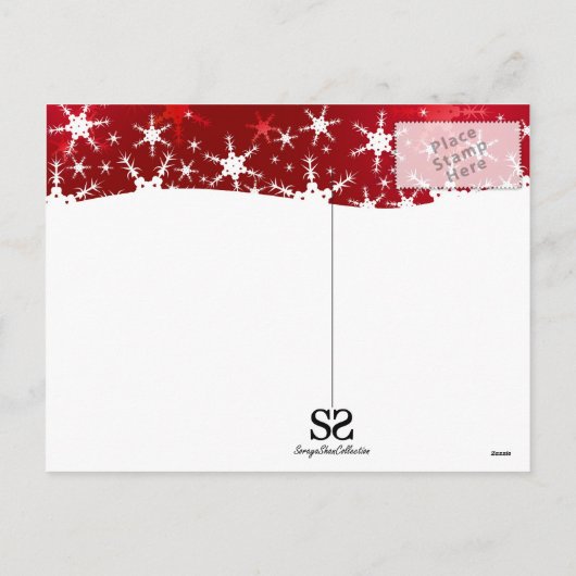 Kerstrode wintersneeuwvlokken feestdagenkaart (Achterkant)