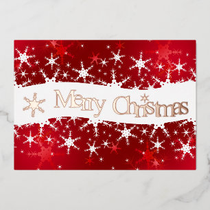 Kerstrode wintersneeuwvlokken folie feestdagenkaart