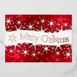 Kerstrode wintersneeuwvlokken folie feestdagenkaart