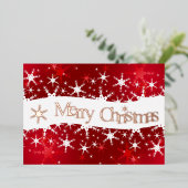 Kerstrode wintersneeuwvlokken folie feestdagenkaart (Staand Voorkant)