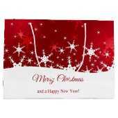 Kerstrode wintersneeuwvlokken groot cadeauzakje (Achterkant)