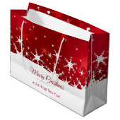 Kerstrode wintersneeuwvlokken groot cadeauzakje (Voorkant Gekanteld)