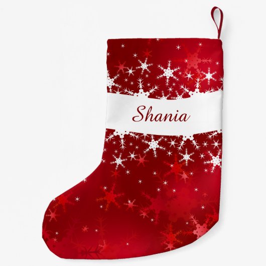 Kerstrode wintersneeuwvlokken kleine kerstsok (Achterkant)