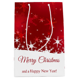 Kerstrode wintersneeuwvlokken medium cadeauzakje