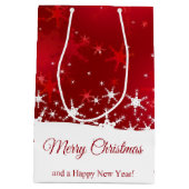 Kerstrode wintersneeuwvlokken medium cadeauzakje (Achterkant)