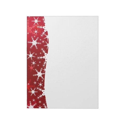Kerstrode wintersneeuwvlokken notitieblok (Linkerzijde)