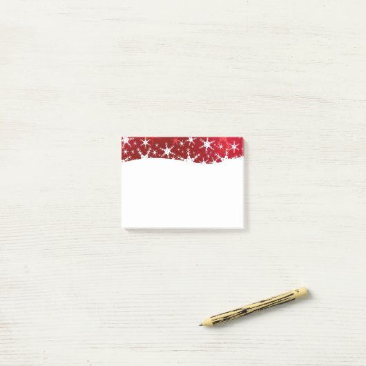 Kerstrode wintersneeuwvlokken post-it® notes (Op bureau)