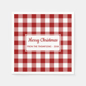Kerstrode witte Buffalo Check Name Party Servet (Voorkant)