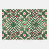 Kerstrode witte  Damaspatronen Inpakpapier Vel (Voorkant)