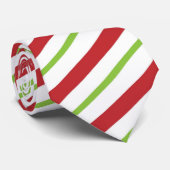 Kerstrode, witte en groene diagonaal strepen stropdas (Opgerold)