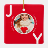 Kerstrode witte foto, moderne keramisch ornament (Achterkant)