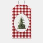 Kerstrode, witte, gekleurde kerstboom cadeaulabel (Voorkant)