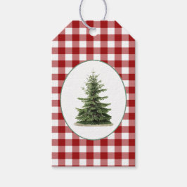 Kerstrode, witte, gekleurde kerstboom cadeaulabel